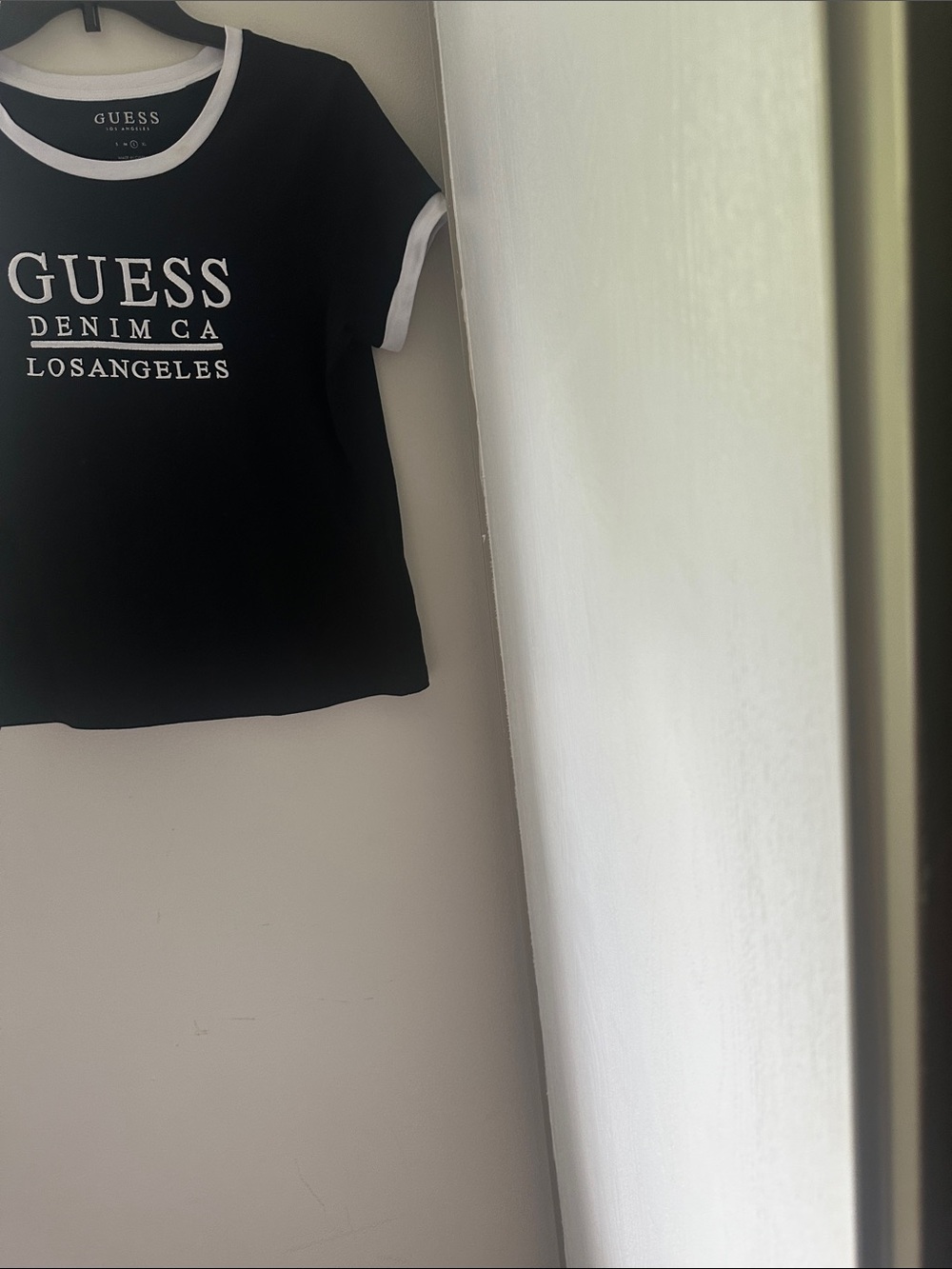 Guess Black T‑Shirt with White Trim and Logo